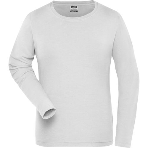 Ladies' BIO Stretch-Longsleeve Work - Langarm Shirt aus weichem Elastic-Single-Jersey [Gr. XS] (Art.-Nr. CA318284) - Gekämmte, ringgesponnene BIO-Baumwolle,...