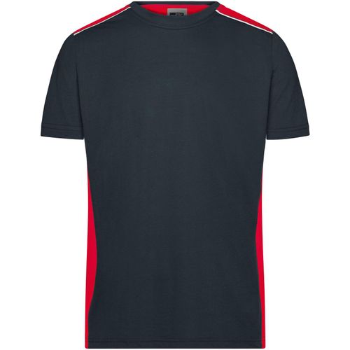 Men's Workwear T-Shirt - Strapazierfähiges und pflegeleichtes T-Shirt mit Kontrasteinsätzen [Gr. 6XL] (Art.-Nr. CA320568) - Materialmix aus Baumwolle und Polyester...