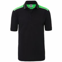 Men's Workwear Polo - Pflegeleichtes und strapazierfähiges Polo mit Kontrasteinsätzen [Gr. XS] (black/lime-green) (Art.-Nr. CA322007)