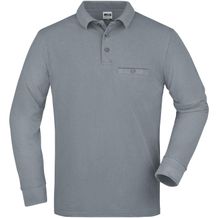 Men's Workwear Polo Pocket Longsleeve - Pflegeleichtes und strapazierfähiges Langarm Polo mit Brusttasche [Gr. 3XL] (grey-heather) (Art.-Nr. CA322515)