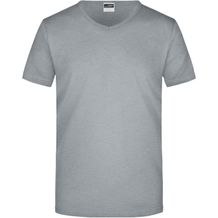 Men's Slim Fit V-T - Figurbetontes V-Neck-T-Shirt [Gr. L] (grey-heather) (Art.-Nr. CA323093)