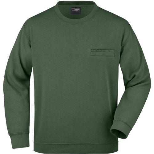Men's Round Sweat Pocket - Klassisches Sweatshirt mit Brusttasche [Gr. M] (Art.-Nr. CA323650) - Hochwertige Sweat-Qualität mit angeraut...
