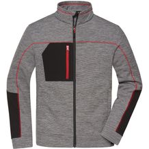 Men's Structure Fleece Jacket - Pflegeleichte Strick-Fleecejacke für Arbeit und Freizeit [Gr. XXL] (carbon-melange/black/red) (Art.-Nr. CA325542)