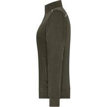 Ladies' Workwear Sweat-Jacket - SOLID - - Sweat-Jacke mit Stehkragen und Kontrastpaspel [Gr. 4XL] (braun / grün / oliv) (Art.-Nr. CA325666)