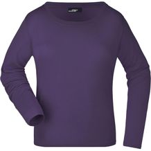 Ladies' Shirt Long-Sleeved Medium - Langarm T-Shirt aus Single Jersey [Gr. XL] (aubergine) (Art.-Nr. CA325949)