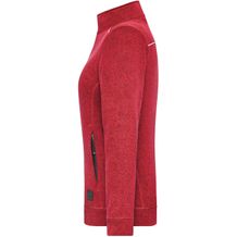 Ladies' Knitted Workwear Fleece Jacket - Pflegeleichte Strickfleece-Jacke (red-melange / black) (Art.-Nr. CA330436)