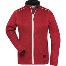 Ladies' Knitted Workwear Fleece Jacket - Pflegeleichte Strickfleece-Jacke [Gr. XXL] (red-melange/black) (Art.-Nr. CA330436)
