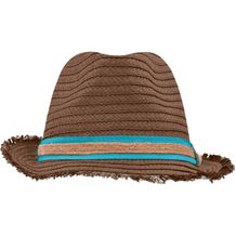 Trendy Summer Hat - Trendstarker Hut mit modischer Fransenkrempe [Gr. S/M] (nougat/turquoise) (Art.-Nr. CA333125)