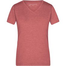 Ladies' Heather T-Shirt - Modisches T-Shirt mit V-Ausschnitt [Gr. M] (red-melange) (Art.-Nr. CA333898)