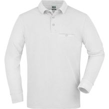 Men's Workwear Polo Pocket Longsleeve - Pflegeleichtes und strapazierfähiges Langarm Polo mit Brusttasche [Gr. 3XL] (white) (Art.-Nr. CA346805)