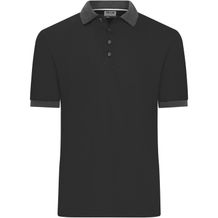 Men's Polo - Klassisches Polo mit kontrastfarbigem Kragen und Armbündchen in Piqué-Qualität [Gr. L] (black/anthracite-melange) (Art.-Nr. CA351053)