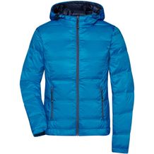 Ladies' Hooded Down Jacket - Daunenjacke mit Kapuze in neuem Design, Steppung der Jacke ist geklebt und nicht genäht [Gr. S] (blue/navy) (Art.-Nr. CA351704)