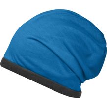 Fleece Beanie - Lässige Mütze mit Fleece-Kontrastabschluss (bright-blue / carbon) (Art.-Nr. CA353247)