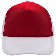 5 Panel Polyester Mesh Cap - Trendiges 5 Panel Mesh Cap in zahlreichen Farbvarianten (red/white) (Art.-Nr. CA355458)