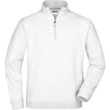 Round-Neck Zip - Sweatshirt mit Stehkragen und kurzem Reißverschluss [Gr. S] (white) (Art.-Nr. CA356039)