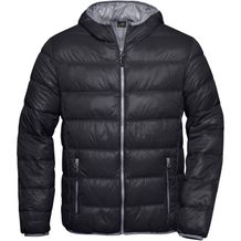 Men's Down Jacket - Ultraleichte Daunenjacke mit Kapuze in sportlichem Style [Gr. 3XL] (black/grey) (Art.-Nr. CA356561)
