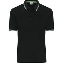 Men's Polo - Klassisches Polo mit Kontraststreifen an Kragen und Armbündchen in Piqué-Qualität [Gr. XXL] (black/white/lime-green) (Art.-Nr. CA359249)