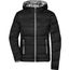 Ladies' Hooded Down Jacket - Daunenjacke mit Kapuze in neuem Design, Steppung der Jacke ist geklebt und nicht genäht [Gr. S] (black/silver) (Art.-Nr. CA371532)