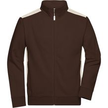 Men's Workwear Sweat Jacket - Sweatjacke mit Stehkragen und Kontrasteinsätzen [Gr. 3XL] (brown/stone) (Art.-Nr. CA374683)