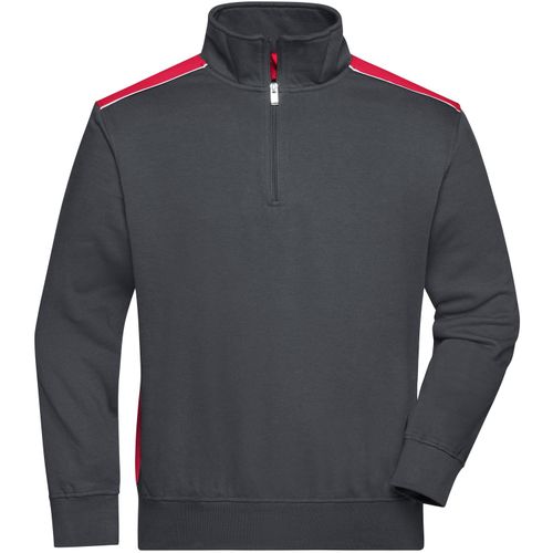 Workwear Half-Zip Sweat - Sweatshirt mit Stehkragen, Reißverschluss und Kontrasteinsätzen [Gr. 6XL] (Art.-Nr. CA375263) - Strapazierfähige pflegeleichte Baumwoll...