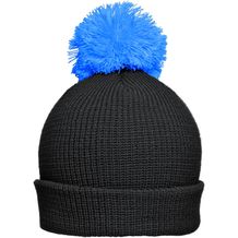 Pompon Hat with Brim - Strickmütze mit Umschlag und Pompon (black/pacific) (Art.-Nr. CA379988)