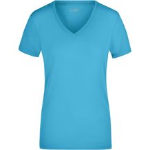 Ladies' Stretch V-T - T-Shirt aus weichem Elastic-Single-Jersey [Gr. XL] (Turquoise) (Art.-Nr. CA385962)