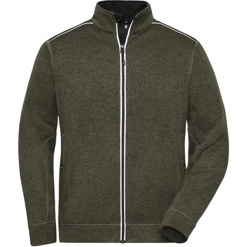 Men's Knitted Workwear Fleece Jacket - Pflegeleichte Strickfleece-Jacke [Gr. XS] (Art.-Nr. CA386558) - Weiches, wärmendes, pflegeleichte...