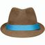 Street Style - Stylisher, sommerlicher Streetwear Hut mit breitem kontrastfarbigem Band [Gr. L/XL] (brown/turquoise) (Art.-Nr. CA435939)