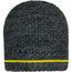 Coarse Knitted Beanie - Grob gestrickte Wintermütze (black-melange/yellow) (Art.-Nr. CA436977)