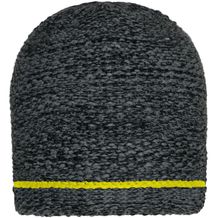 Coarse Knitted Beanie - Grob gestrickte Wintermütze (black-melange/yellow) (Art.-Nr. CA436977)