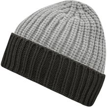 Soft Knitted Beanie - 2-farbige Mütze in grober Strickoptik (light-grey / carbon) (Art.-Nr. CA444054)