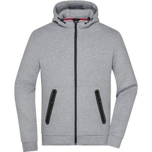 Men's Hooded Jacket - Kapuzenjacke mit modischen Details in Melange-Optik [Gr. XL] (Art.-Nr. CA444873) - Elastische, angenehme Interlock-Qualitä...