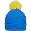 Pompon Hat with Brim - Strickmütze mit Umschlag und Pompon (azur/yellow) (Art.-Nr. CA445093)