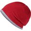 Structured Beanie - Stretchfleece-Mütze mit Kontrastabschluss (red/grey-heather) (Art.-Nr. CA449144)