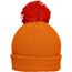 Pompon Hat with Brim - Strickmütze mit Umschlag und Pompon (orange/rust) (Art.-Nr. CA454232)