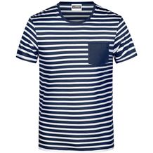 Men's T-Shirt Striped - T-Shirt in maritimem Look mit Brusttasche [Gr. S] (navy/white) (Art.-Nr. CA481119)