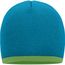 Beanie with Contrasting Border - Enganliegende Strickmütze ohne Umschlag (turquoise/lime-green) (Art.-Nr. CA485835)