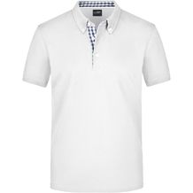 Men's Plain Polo - Polo mit Button-Down Kragen [Gr. M] (white/navy/white) (Art.-Nr. CA512832)