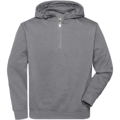BIO Workwear-Half Zip Hoody - Sweatshirt mit Kapuze und Reißverschluss [Gr. XL] (Art.-Nr. CA515482) - Strapazierfähige, pflegeleichte Baumwol...