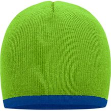 Beanie with Contrasting Border - Enganliegende Strickmütze ohne Umschlag (lime-green/royal) (Art.-Nr. CA527205)