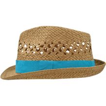 Summer Style Hat - Trendstarker Hut in aufwendiger Flechtoptik (caramel / turquoise) (Art.-Nr. CA528448)