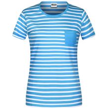 Ladies' T-Shirt Striped - T-Shirt in maritimem Look mit Brusttasche [Gr. S] (atlantic/white) (Art.-Nr. CA541079)