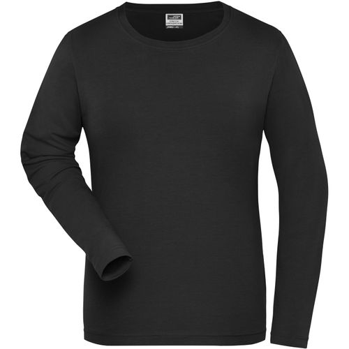 Ladies' BIO Stretch-Longsleeve Work - Langarm Shirt aus weichem Elastic-Single-Jersey [Gr. XL] (Art.-Nr. CA547365) - Gekämmte, ringgesponnene BIO-Baumwolle,...
