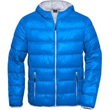 Men's Down Jacket - Ultraleichte Daunenjacke mit Kapuze in sportlichem Style [Gr. S] (blue/silver) (Art.-Nr. CA556100)