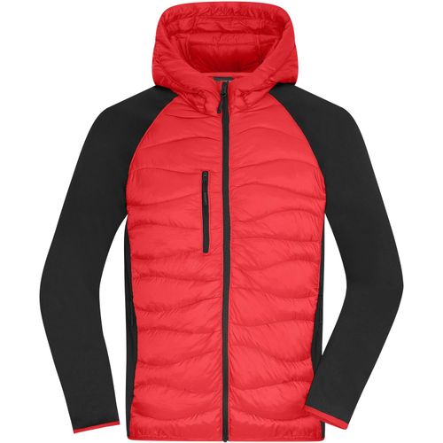 Men's Hybrid Jacket - Sportliche Jacke mit Kapuze im attraktiven Materialmix [Gr. M] (Art.-Nr. CA600482) - Pflegeleichter Stretchfleece kombiniert...