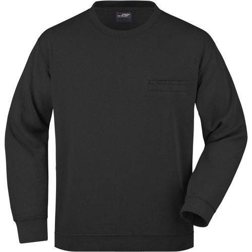 Men's Round Sweat Pocket - Klassisches Sweatshirt mit Brusttasche [Gr. L] (Art.-Nr. CA617012) - Hochwertige Sweat-Qualität mit angeraut...