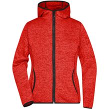 Ladies' Knitted Fleece Hoody - Kapuzenjacke aus Strickfleece in Melange-Optik [Gr. XL] (red-melange/black) (Art.-Nr. CA625846)