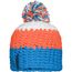 Crocheted Cap with Pompon - Angesagte 3-farbige Häkelmütze mit Pompon (pacific/neon-orange/white) (Art.-Nr. CA628363)