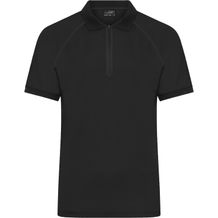 Men's Zip-Polo - Polo mit Reißverschluss aus Funktions-Polyester für Promotion, Sport und Freizeit [Gr. 3XL] (black/black) (Art.-Nr. CA633902)