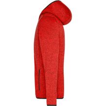 Men's Knitted Fleece Hoody - Kapuzenjacke aus Strickfleece in Melangeoptik (red-melange / black) (Art.-Nr. CA637997)